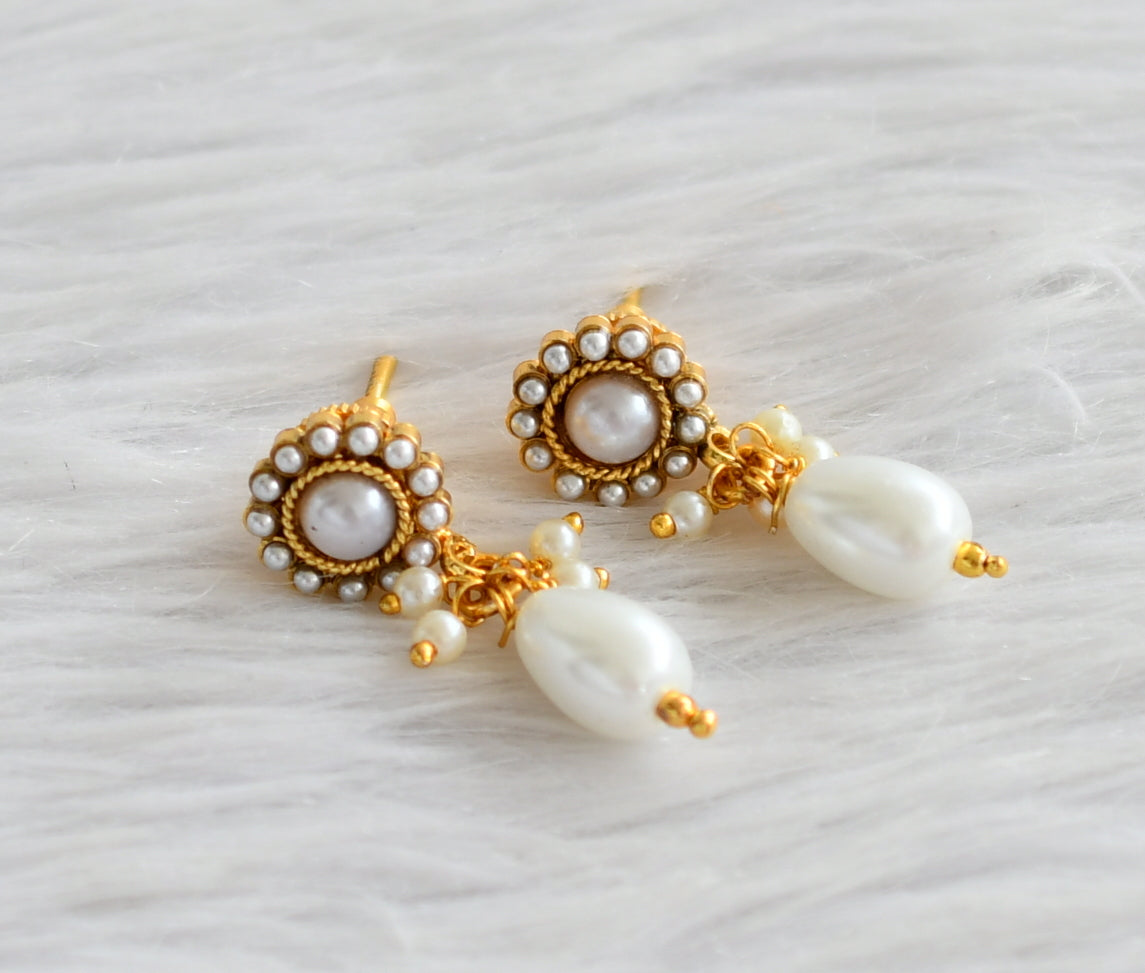 Vintage Trifari Gold Tone Faux Pearl Earrings, 1960s Trifari Simulated Pearl  Swirl Clip Ons, Signed Crown Trifari Earrings, Vintage Jewelry